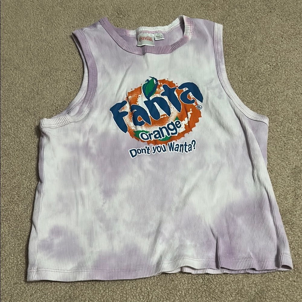 Fanta Purple and White Tie-Dye Tank Top